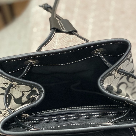 Coach 6613 Black Signature Canvas Leather Backpack/Tote/Handbag/Shoulder Bag - Picture 8 of 8